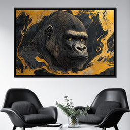 Majestic Stare Golden Waves - NicheCanvas