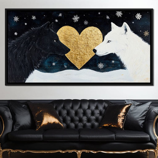 Golden Heart Winter Wolves Canvas Print