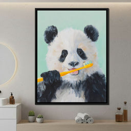 Playful Panda Toothbrush Moment - NicheCanvas