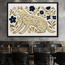 Golden Fox Botanical Night - NicheCanvas