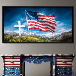 Majestic Peaks and Patriotism - NicheCanvas