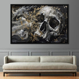 Golden Skull in Galaxy Storm - NicheCanvas