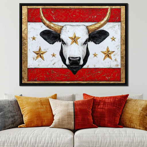 Golden Star Bull Uprising Canvas Print