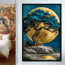 Golden Moonlit Tree Reverie - NicheCanvas