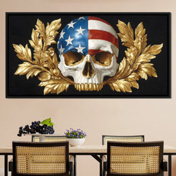 Patriot Skull Gold Laurel Glory - NicheCanvas