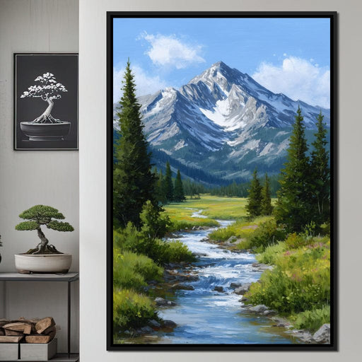 Alpine Peak River Meadow Sky Canvas Print