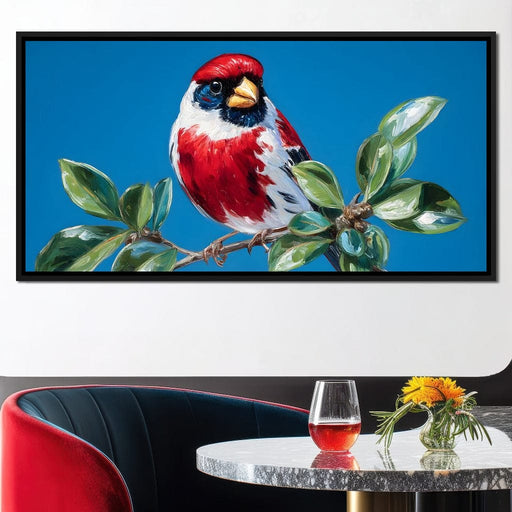 Radiant Plumage on Sky Branch Canvas Print