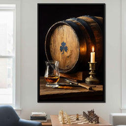 Candlelit Irish Whiskey Barrel - NicheCanvas