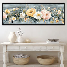 Floral Harmony on Weathered Wood - NicheCanvas