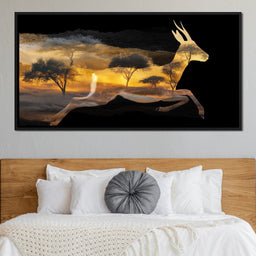 Golden Savanna Antelope Run - NicheCanvas
