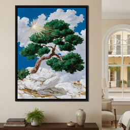 Sunlit Pine on White Cliff - NicheCanvas