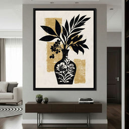 Botanical Vase Silhouette Gold - NicheCanvas