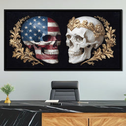 Patriotic Skulls Regal Duel - NicheCanvas