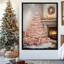 Pastel Yuletide Fireplace Glow - NicheCanvas