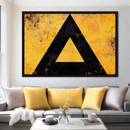 Yellow Grunge Triangle Signage - NicheCanvas