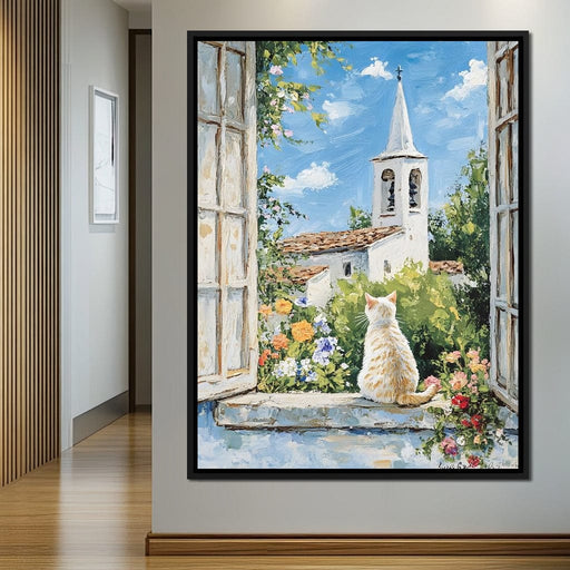 Cat's Tranquil Garden View Canvas Print