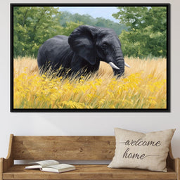 Majestic Giant Elephant In Golden Fields - NicheCanvas