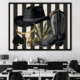 Cowboy Boot Hat Skull Cactus - NicheCanvas