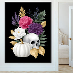 Gothic Floral Skull Elegance - NicheCanvas
