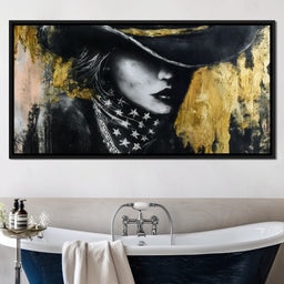 Golden Cowgirl Noir Star Silhouette - NicheCanvas