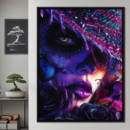 Neon Sugar Skull Rose Beauty - NicheCanvas