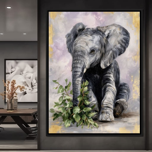 Gentle Elephant Calf Portrait Canvas Print