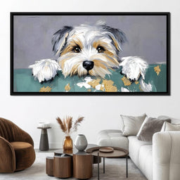 Puppy Yorkshire Eyes Peeking - NicheCanvas