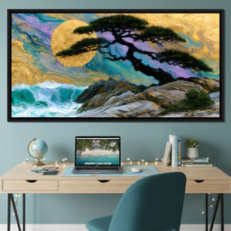 Gilded Solstice Above The Rushing Tide - NicheCanvas