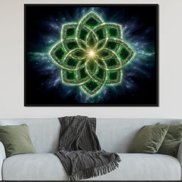 Celestial Green Knot Mandala - NicheCanvas