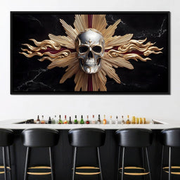 Radiant Skull of Golden Flame - NicheCanvas