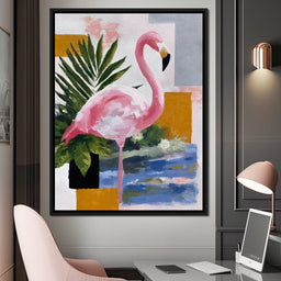Pink Flamingo Tropical Blocks - NicheCanvas