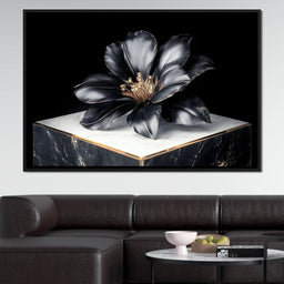 Noir Petal Elegance Burst - NicheCanvas