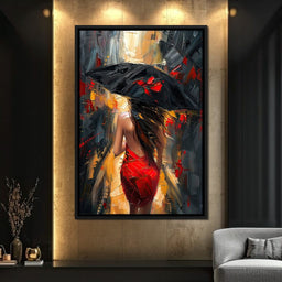 Rainy Stroll in Bold Brushwork - NicheCanvas