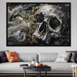 Golden Skull in Galaxy Storm - NicheCanvas