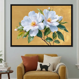Golden Gardenia Duet Blooming - NicheCanvas
