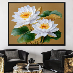 Radiant Lotus Golden Elegance - NicheCanvas