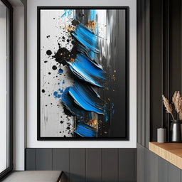 Sapphire Strokes Gold Specks  - NicheCanvas