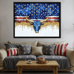 Stars and Stripes Bull Odyssey - NicheCanvas