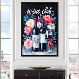 Wine Club Floral - NicheCanvas