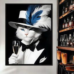 Feline Elegance in Feathers - NicheCanvas