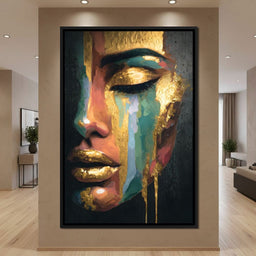 Golden Radiant Abstract Face B - NicheCanvas