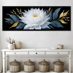 White Lotus Gold Night Garden - NicheCanvas