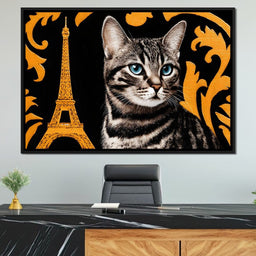 Eiffel Feline Elegance - NicheCanvas