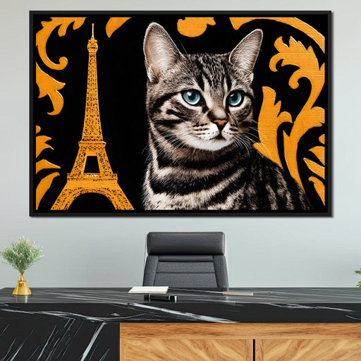 Eiffel Feline Elegance Canvas Print