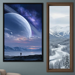 Rings of Saturn Night Sky - NicheCanvas