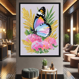 Radiant Butterfly among Blossoms - NicheCanvas