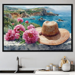 Seaside Blooms and Straw Hat - NicheCanvas