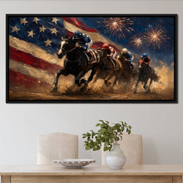 Thundering Hooves Under Patriotic Skies - NicheCanvas