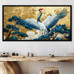 Majestic Crane Over Golden Waters - NicheCanvas