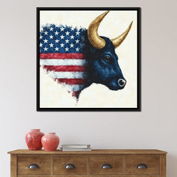 Patriotic Majestic Bull Symbol - NicheCanvas